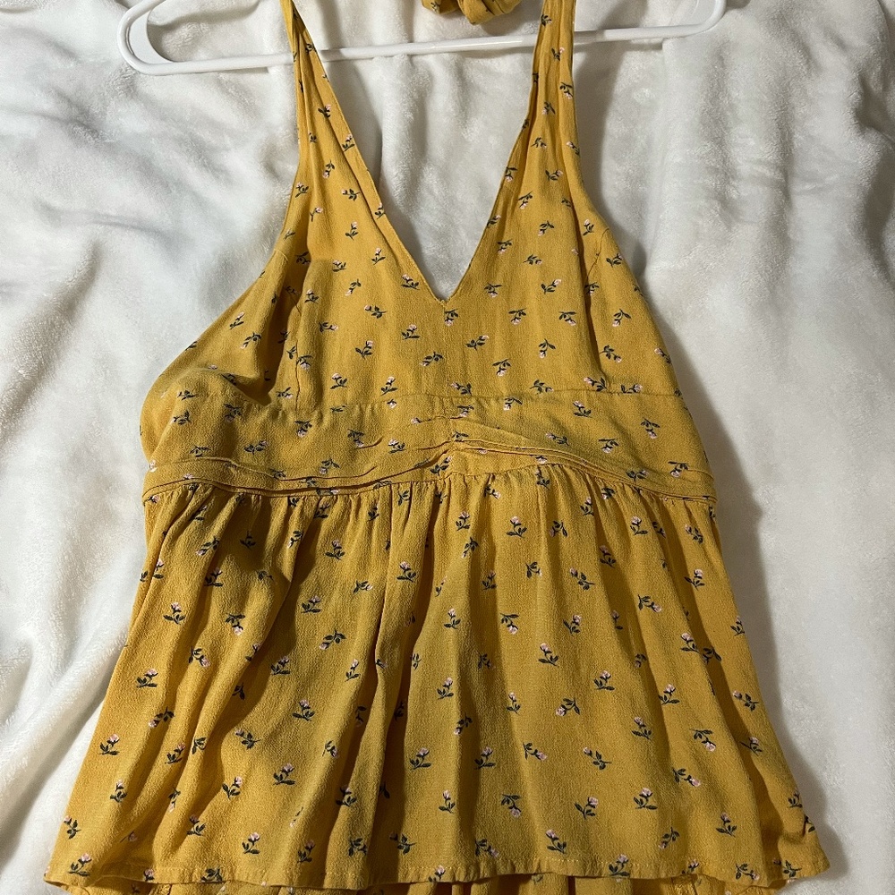 yellow American eagle tie top